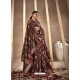 Coffee Latest Designer Party Wear Silk Sari