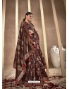 Coffee Latest Designer Party Wear Silk Sari