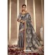 Grey Latest Designer Party Wear Silk Sari