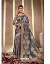 Grey Latest Designer Party Wear Silk Sari