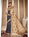 Navy Blue Latest Designer Party Wear Silk Sari