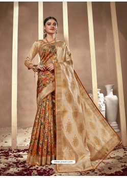 Mustard Latest Designer Party Wear Silk Sari