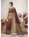 Maroon Designer Party Wear Jacquard Silk Sari