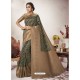 Dark Green Designer Party Wear Jacquard Silk Sari