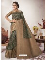 Dark Green Designer Party Wear Jacquard Silk Sari