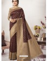 Coffee Designer Party Wear Jacquard Silk Sari