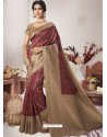 Red Designer Party Wear Jacquard Silk Sari