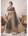 Dark Blue Designer Party Wear Jacquard Silk Sari