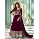 Deep Wine Latest Designer Heavy Embroidered Party Wear Anarkali Suit