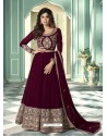 Deep Wine Latest Designer Heavy Embroidered Party Wear Anarkali Suit