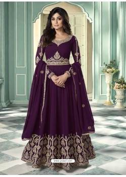 Purple Latest Designer Heavy Embroidered Party Wear Anarkali Suit