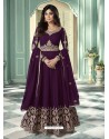 Purple Latest Designer Heavy Embroidered Party Wear Anarkali Suit