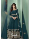 Teal Blue Latest Designer Heavy Embroidered Party Wear Anarkali Suit