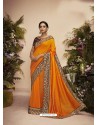 Orange Designer Party Wear Chanderi Silk Sari