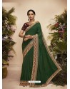 Dark Green Designer Party Wear Chanderi Silk Sari