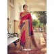 Rose Red Designer Party Wear Art Silk Sari