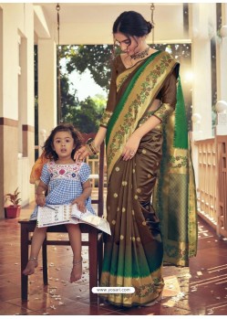Copper Designer Party Wear Art Silk Sari