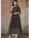 Coffee Designer Party Wear Readymade Long Kurti