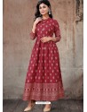 Maroon Designer Party Wear Readymade Long Kurti