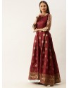 Maroon Designer Party Wear Readymade Long Kurti