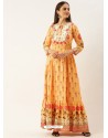 Yellow Designer Party Wear Readymade Long Kurti