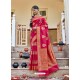 Rose Red Latest Designer Party Wear Jacquard Soft Silk Sari