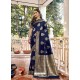 Navy Blue Latest Designer Party Wear Jacquard Soft Silk Sari