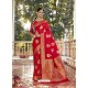 Red Latest Designer Party Wear Jacquard Soft Silk Sari