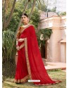 Red Designer Casual Wear Printed Sari