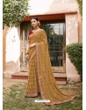 Mustard Designer Casual Wear Printed Sari