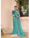 Sky Blue Designer Casual Wear Printed Sari