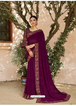 Purple Designer Casual Wear Printed Sari