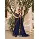 Navy Blue Designer Casual Wear Printed Sari