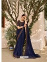 Navy Blue Designer Casual Wear Printed Sari