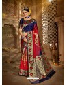 Red Latest Designer Traditional Wear Jacquard Silk Sari