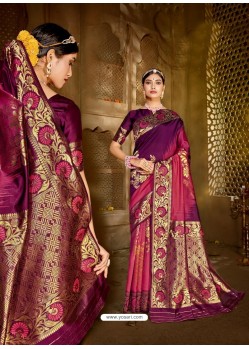 Multi Colour Latest Designer Traditional Wear Jacquard Silk Sari