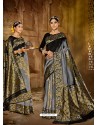 Grey Latest Designer Traditional Wear Jacquard Silk Sari