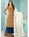 Beige Latest Heavy Designer Party Wear Gerogette Suit