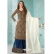 Coffee Latest Heavy Designer Party Wear Gerogette Suit