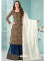 Coffee Latest Heavy Designer Party Wear Gerogette Suit