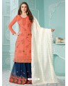 Orange Latest Heavy Designer Party Wear Gerogette Suit