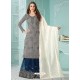 Grey Latest Heavy Designer Party Wear Gerogette Suit