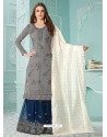 Grey Latest Heavy Designer Party Wear Gerogette Suit