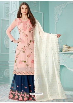 Baby Pink Latest Heavy Designer Party Wear Gerogette Suit