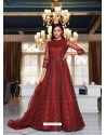 Maroon Elegant Latest Designer Net Party Wear Anarkali Suit