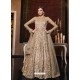 Light Beige Elegant Latest Designer Net Party Wear Anarkali Suit