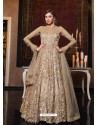 Light Beige Elegant Latest Designer Net Party Wear Anarkali Suit