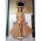 Beige Elegant Latest Designer Net Party Wear Anarkali Suit