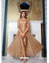 Beige Elegant Latest Designer Net Party Wear Anarkali Suit