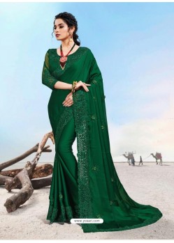 Dark Green Latest Designer Party Wear Fancy Sari